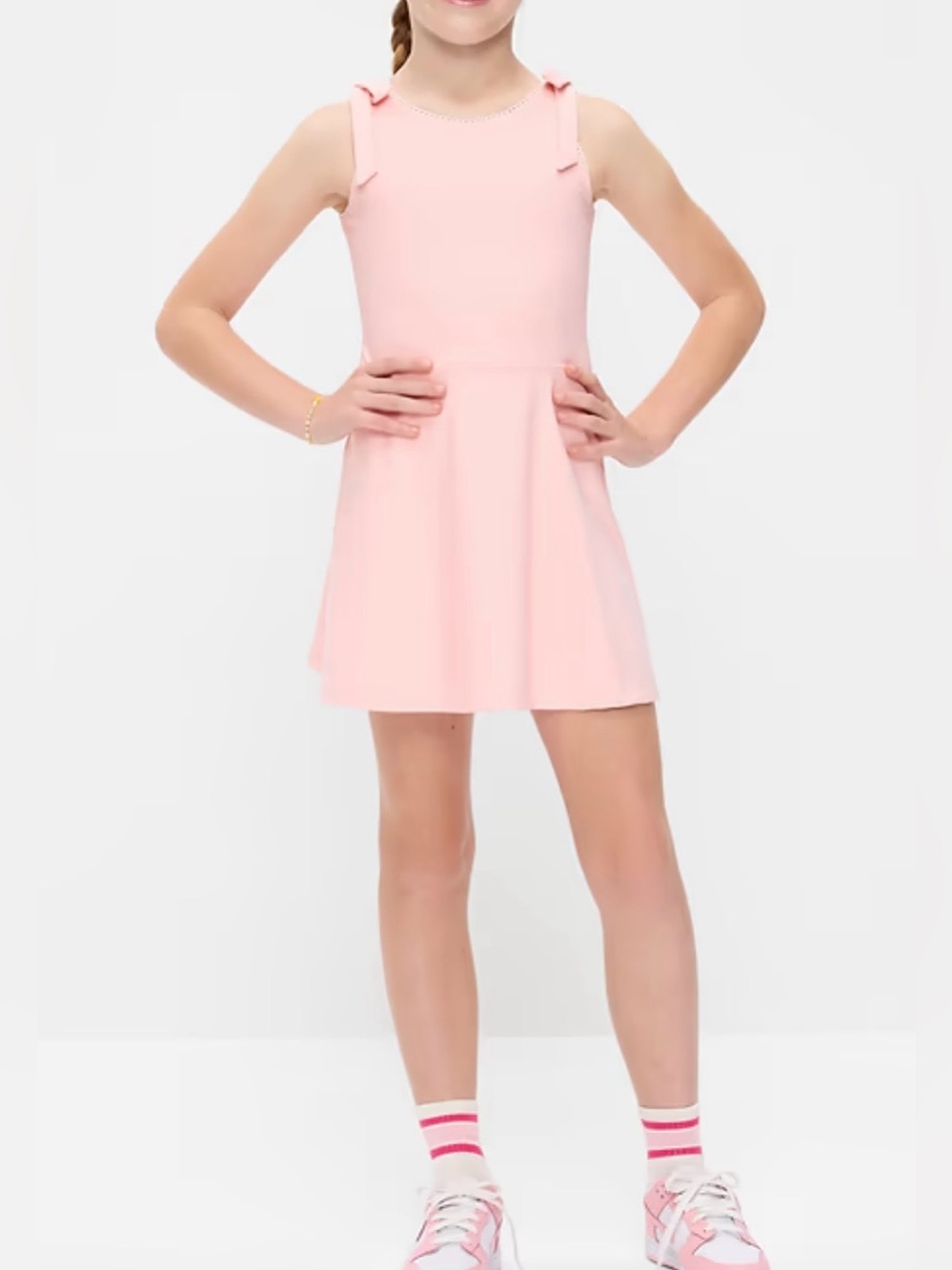 PowerSoft Sleeveless Tie-Strap Athletic Dress for Girls